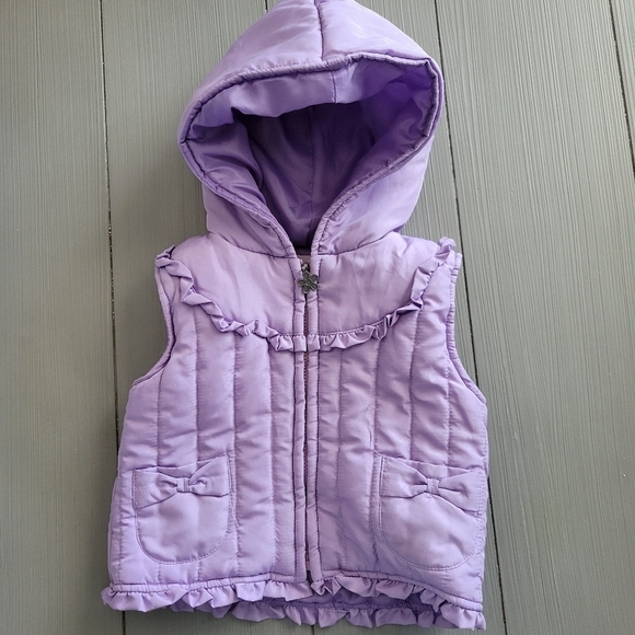 Baby Q Girl 18 Months Purple Vest Hooded Full Zip Pockets Girly Light Lilac - Picture 1 of 5